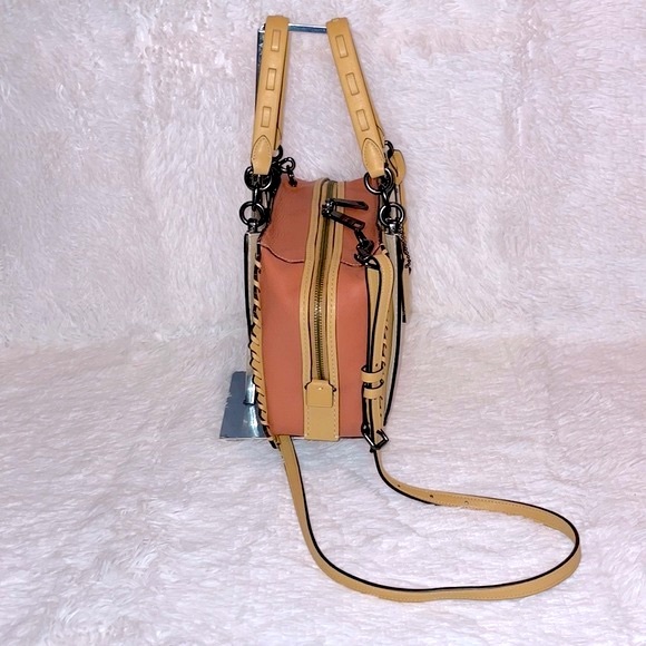 New Coach Dreamer Whipstitch Leather Satchel Bag Purse in Colorblock Tan - Picture 7 of 16